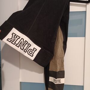 Victoria's Secret PINK Black Yoga Top with White Logo